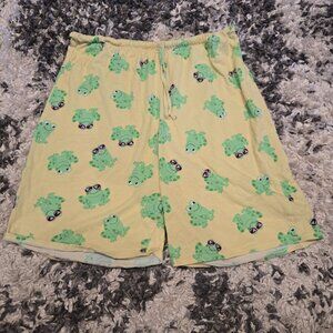 Charade Women’s Frog Print Pajama Shorts | Size Large | Yellow/Green